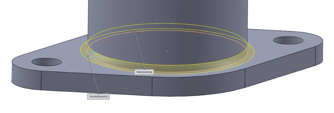 SolidWorks swept weld bead