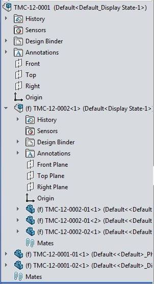 Completed SolidWorks Assembly Structure